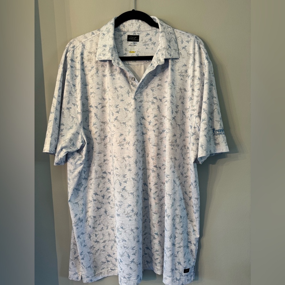 Greg Norman Collectionshark Pattern Shirt In Ligh… - image 1